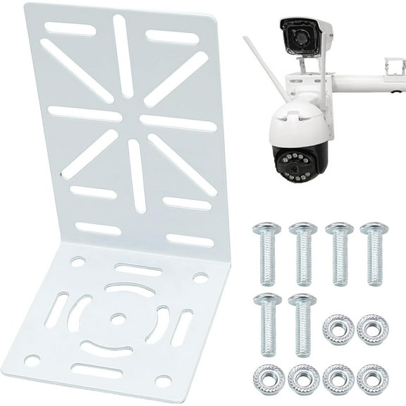 ABPETE CCTV Mount Bracket, L-Shape Security Mount Plate, Universal Wall Ceiling Mounting Brackets for PTZ and Dome Cameras