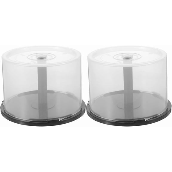 ABPETE CD/DVD Cake Box Spindle, 2Pack Empty DVD Storage Bucket Clear CD Holder CD Storage Container (Holds 50 Discs Each)
