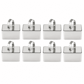 ABPETE Cake Ring Mold Set, 8 PCS Stainless Steel Dessert Mousse Molds with Pusher,Mini Cake Rings for Baking, Pastry, Rice and Appetizers (Square)