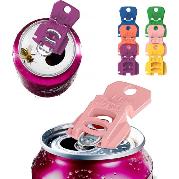 ABPETE CanGuard 6-Pack Can Opener – Easy Open Drink Tab Toppers&Can Covers for Soda, Beer, Coke Shields From Bugs, Dust at the Party,Camping, BBQ– Colorful Can Lids