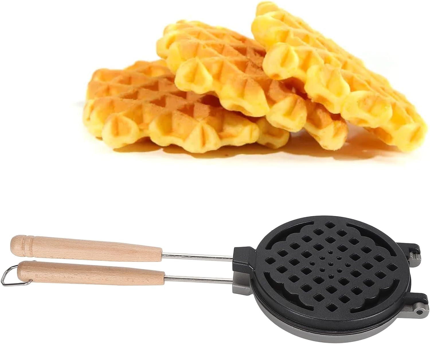 ABPETE Cast Iron Waffle Maker Stove Top,Mini Nonstick Waffle Maker Pan Efficient Dual Sided Coating for Home Use for Waffles Toaster