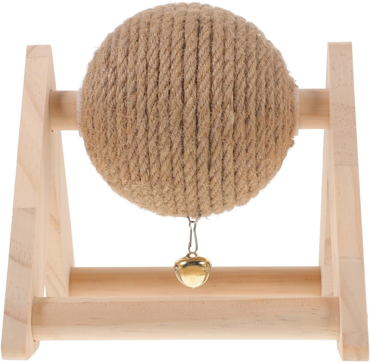 ABPETE Cat Scratcher Toy with Sisal Ball Cats Scratching Rope Ball Interactive Rotatable Wood Pet Scratcher Toys Durable for Indoor to Grind Claws Pet Furniture Supplies