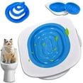 thumbnail image 1 of ABPETE Cat Toilet Trainer Kit - Teach Kitty to Use Toilet, Removable Design, Easy Cleaning Design, Universal Reusable Environmentally Friendly Cat Trainer for Pet Cleaning (Blue), 1 of 9