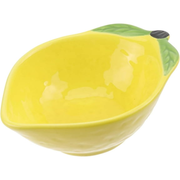 ABPETE Ceramic Lemon Shape Dessert Bowl, Stylish Appetizer Platter for Snacks and Salads,Nuts, Yogurt Bowl, Microwave Safe, Ideal as Baby Feeding Bowl, Prep Meal, Side Dishes, 12.38.74.3CM