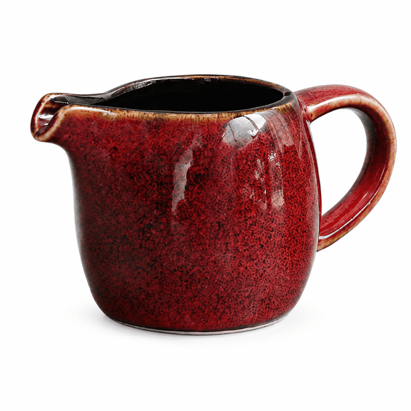 ABPETE Mini Creamer Pitcher, 95 ml Ceramic Sauce Jug with Pour Spout and Handle, for Coffee Tea Milk Jam Sauces,Red scales