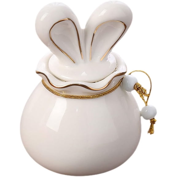 ABPETE Charming Bunny-Shaped Canister,5oz Decorative Tea Storage Jar with Lid, Whimsical Kitchen & Countertop Decor