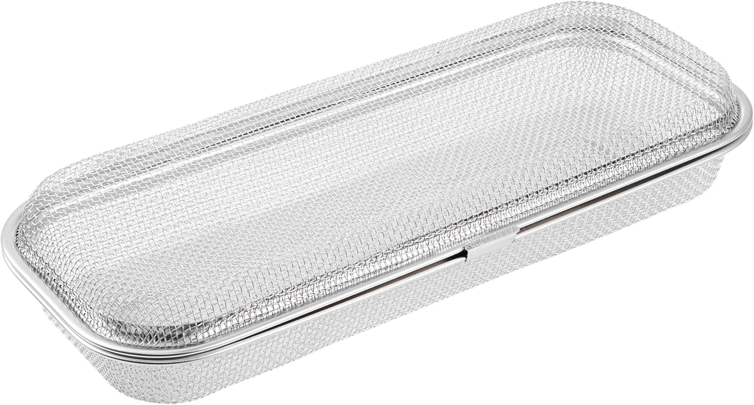 ABPETE Chopstick Holder for Dishwasher, Kitchen Small utensil organizer for drawer, Mesh 304 Stainless Steel with Lid and Lock, Great accessory for Chopstick or Straw