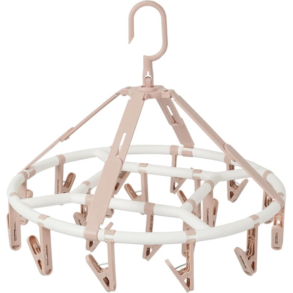 ABPETE Clothes Drying Racks Foldable Clip Hangers Drip Hanger Plastic with 20 Drying Clips (Light Pink-Circle)