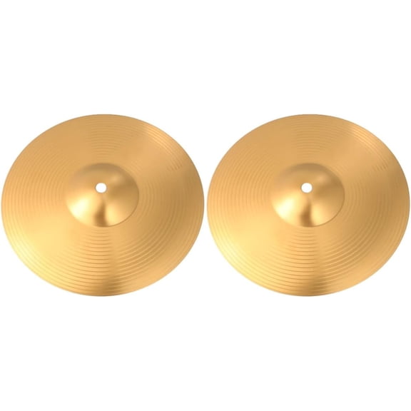 ABPETE Crash Cymbal Hi Hat Cymbals Crash, Bass Drum for Drum Players and Beginners Practice Percussion Instrument Golden Brass(2Pcs 10 inch)