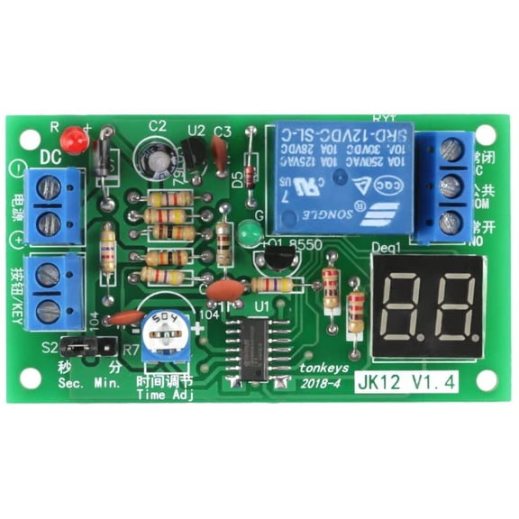 ABPETE DC12V Adjustable Timer Relay, Relay Timing Module, Adjustable Time Switch Module, Digital LCD Display Countdown Timer