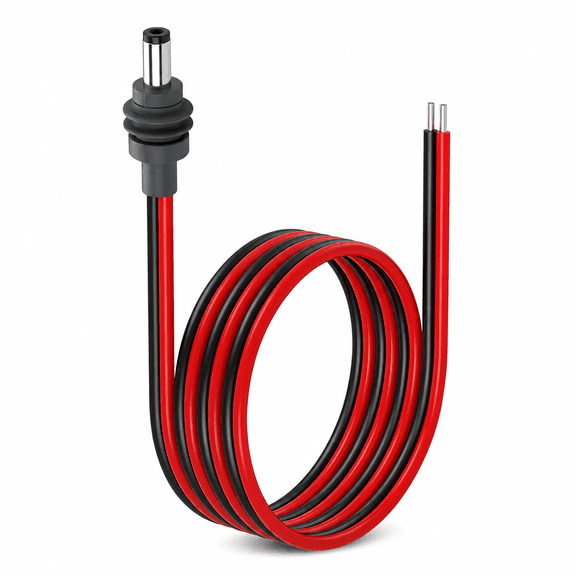 ABPETE DC5521 Power Pigtail Cable for Starlink Mini, 14AWG Male Plug to Bare Wire Open End Cord, 3.2 FT Waterproof DC Extension Lead for DIY Power Supply