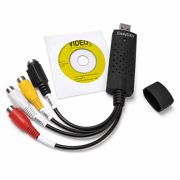 ABPETE DC60 - USB 2.0 Video Capture Adapter with ChipSet UTV 007 and Video Editing Software Compatible EasyCap