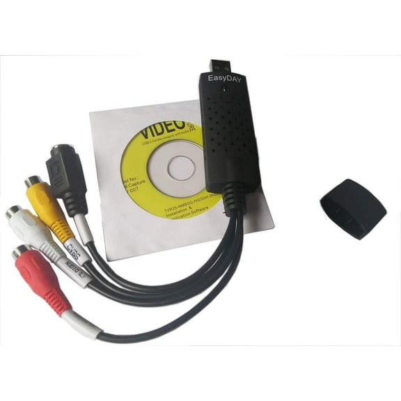 ABPETE DC60 - USB 2.0 Video Capture Adapter with ChipSet UTV 007 and Video Editing Software Compatible EasyCap