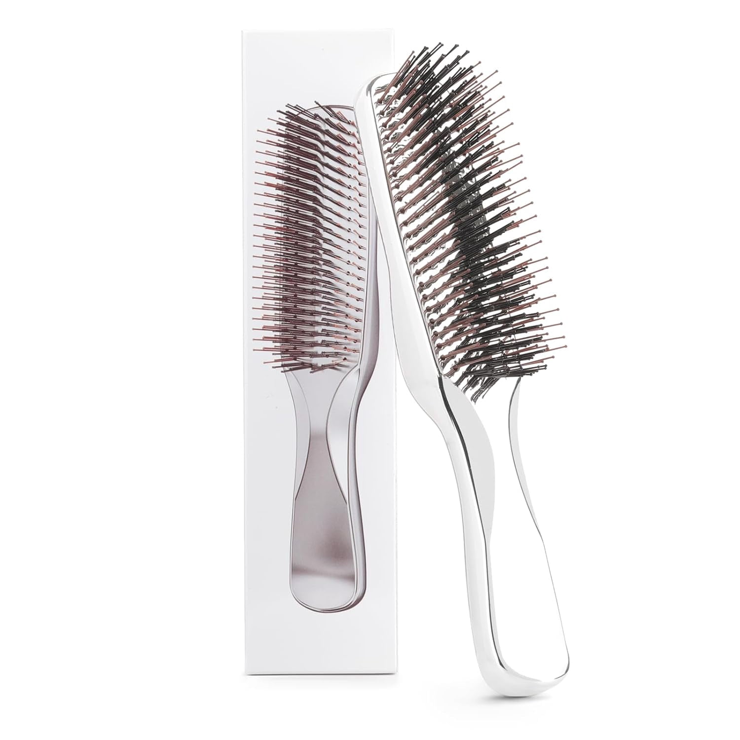 ABPETE Detangling Hair Brush, Dry and Wet Detangler Hair Brush for Women and Men, Massager Scalp Brush for Straight/Long/Fine Hair, Silver