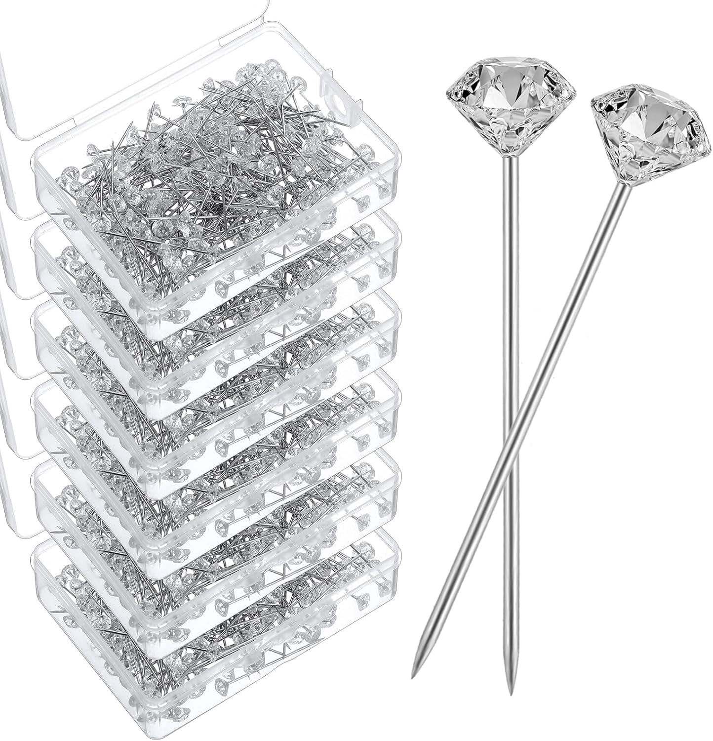 ABPETE Diamond Pins for Bouquets, Rhinestone Floral Pins for Bouquet Accessories, Crystal Head Pin for Wedding Bouquets, DIY Craft, Floral Arrangements(1200Pcs)