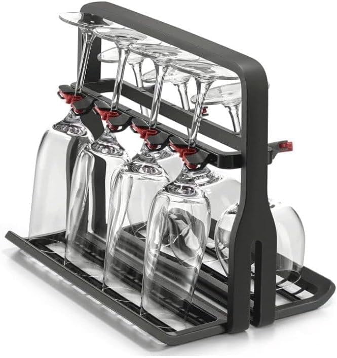 ABPETE Dishwasher Glassware Rack Organizer, Adjustable Space Saving Basket for Cups and Glasses, Universal Fit Dishwasher Accessory with Customizable Dividers
