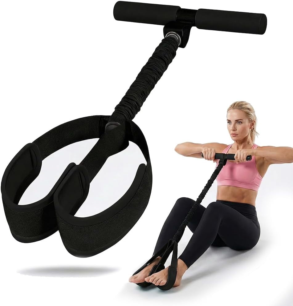 ABPETE Durable Pedal Resistance Band,Resistance Bands with Handles Exercise Bands for Full Body Training, Core, ABS, Legs, Glutes Sit Up Equipment for Home Workout(Black)