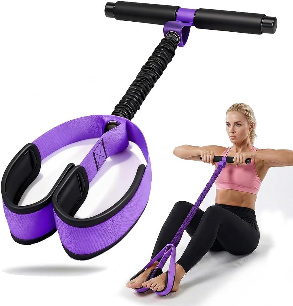 ABPETE Durable Pedal Resistance Band,Resistance Bands with Handles Exercise Bands for Full Body Training, Core, ABS, Legs, Glutes Sit Up Equipment for Home Workout(Purple)