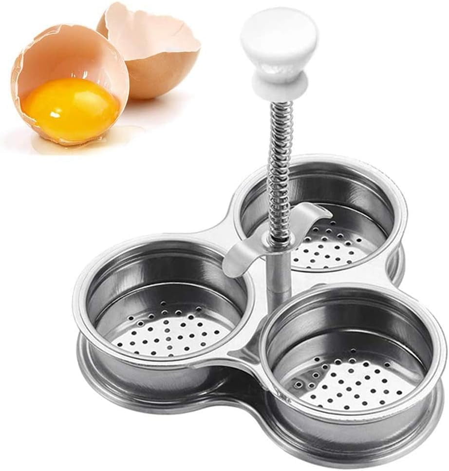 ABPETE Egg Poachers with 3 Stainless Steel Grids, Non Stick Pocket Egg Cups for Quick, Easy, and Nutritious Breakfast