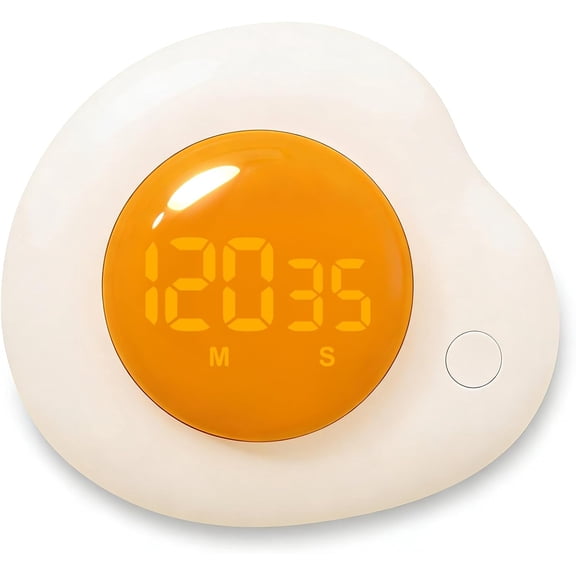 ABPETE Egg Timer - Magnetic Kitchen Timer with Large LED Display & Preset Buttons (8 Min Soft Boiled), Easy Manual Rotating Dial for Medium/Hard Boiled, So Simple for Seniors Kids, Fun Cooking Gadget