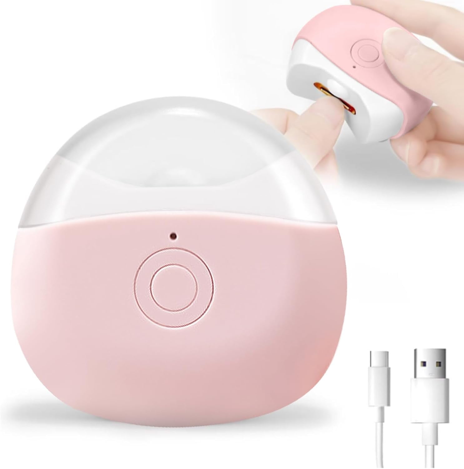 ABPETE Electric Nail Clippers,2 Adjustable Speeds, Cordless Rechargeable Fingernail Cutter with LED Light, Safety Electric Nail Trimmer for Adults, Children and Elders, Pink