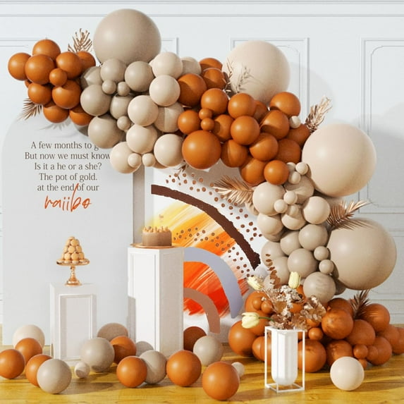 ABPETE Fall Balloon Arch Kit-Different Sizes Double Stuffed Burnt Orange Cream Peach Apricot Terracotta Latex Balloon Garland for Autumn Little Pumpkin Baby Shower Thanksgiving
