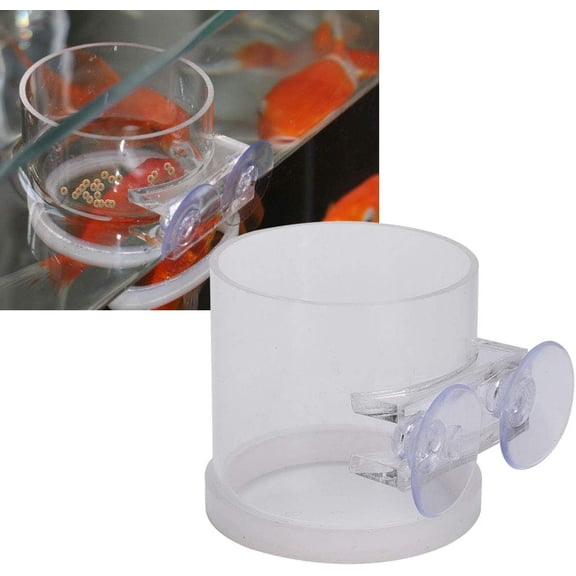 ABPETE Fish Suction Cup Feeder, Acrylic Transparent Fish Rings Food Feeder Clear Fishes Feeding Ring with Anti Collision Strip Aquarium Feeding Rings for Aquarium Fishes