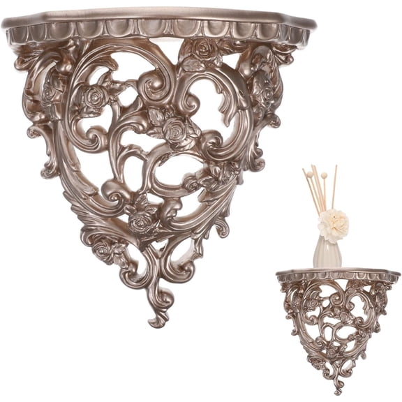 ABPETE Floating Shelves,Crystal Display & Hanging Plant Stand for Bathroom Wall,Boho Shelf Organizer with Hooks, Zen Meditation Decor(Golden)