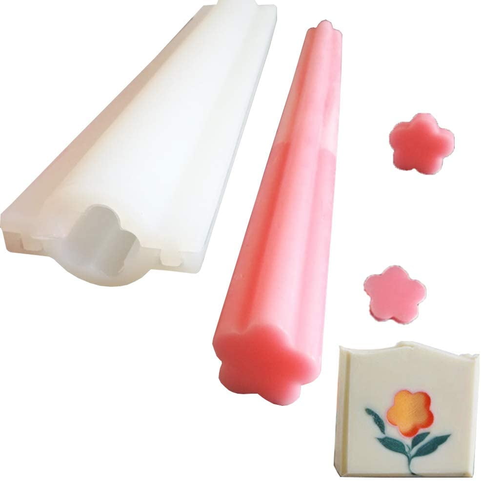 ABPETE Flower Tube Column Silicone Soap Candle Mold Embed Soap Making Supplies Silicone Mold for Soap