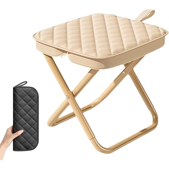 ABPETE Foldable Backpack Stool,Portable Collapsible Camping Chair with Carry Strap & Storage Pouch, Heavy Duty for Hiking & Fishing(Khaki)