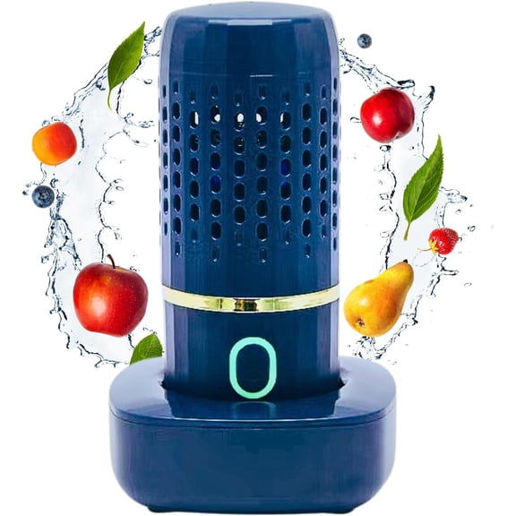 ABPETE Fruits and Vegetable Washing Machine, Kitchen Fruit Cleaner Device in Water, Wireless Fruit Washer with OH-ion Purification Technology for Fruit, Veggies, Meat(Blue)