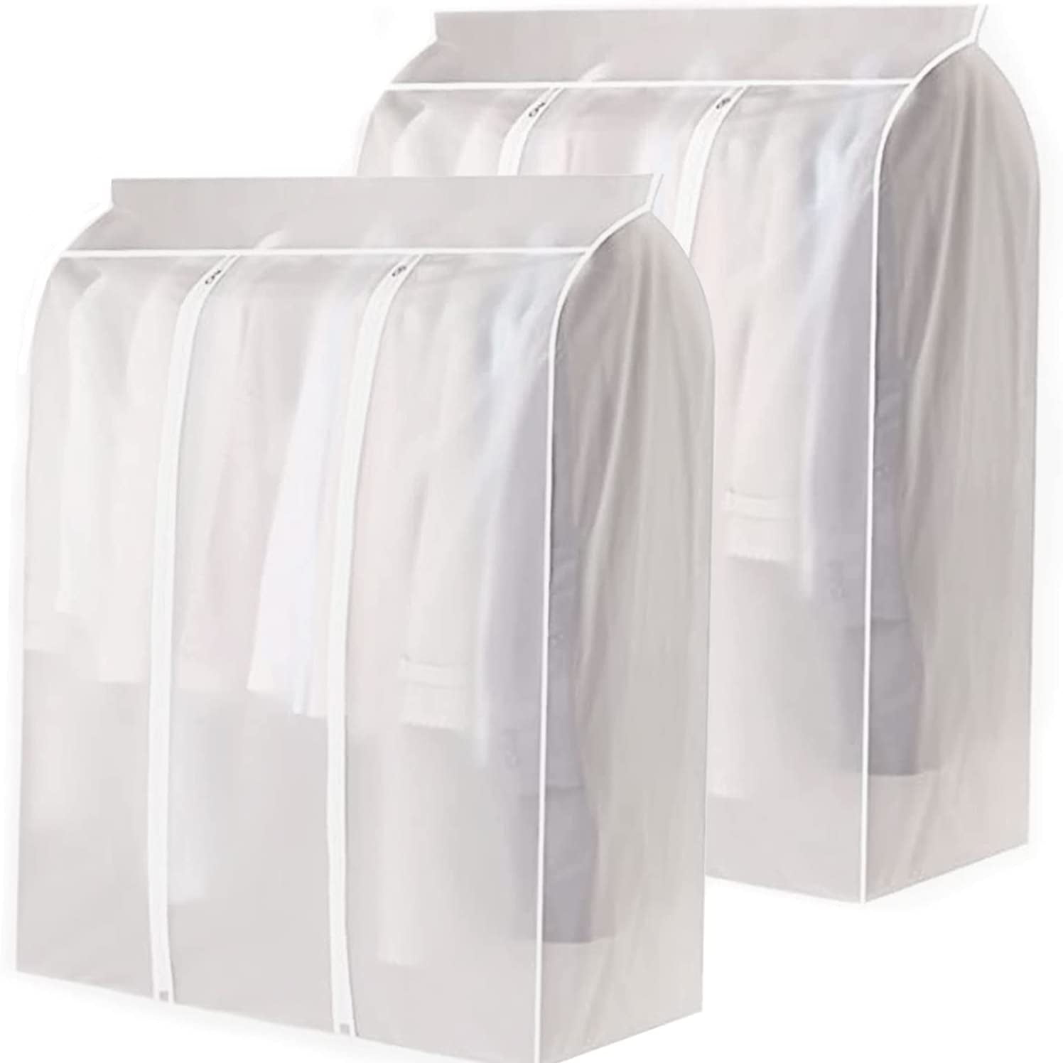 ABPETE Garment Rack Cover, Dustproof Waterproof Garment Bags for Hanging Clothes Clothing Storage Bag with Zipper for Closet Storage, Hanging Shirts, Coats, Dresses, Suits, Seal Closets(2 Pcs 50'')