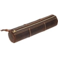 thumbnail image 1 of ABPETE Genuine Leather Pencil Case, Full-Grain Cowhide Leather Pouch, Small Pencil Pouch for Men, Vintage Pen Bag for Adults, Stationery Organizer Case for Work & Travel-Cylinder-Coffee, 1 of 15