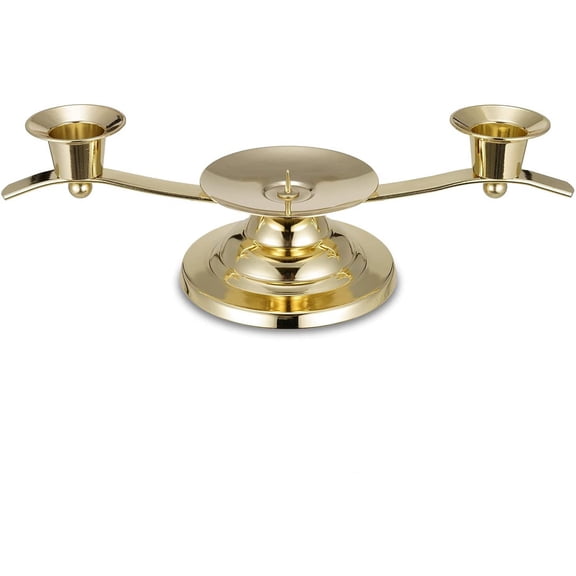 ABPETE Gold Unity Candle Holder for Wedding Ceremony,3-Arm Candle Stand with Center Spike for Pillar and Taper Candles, Elegant Metal Wedding Decor