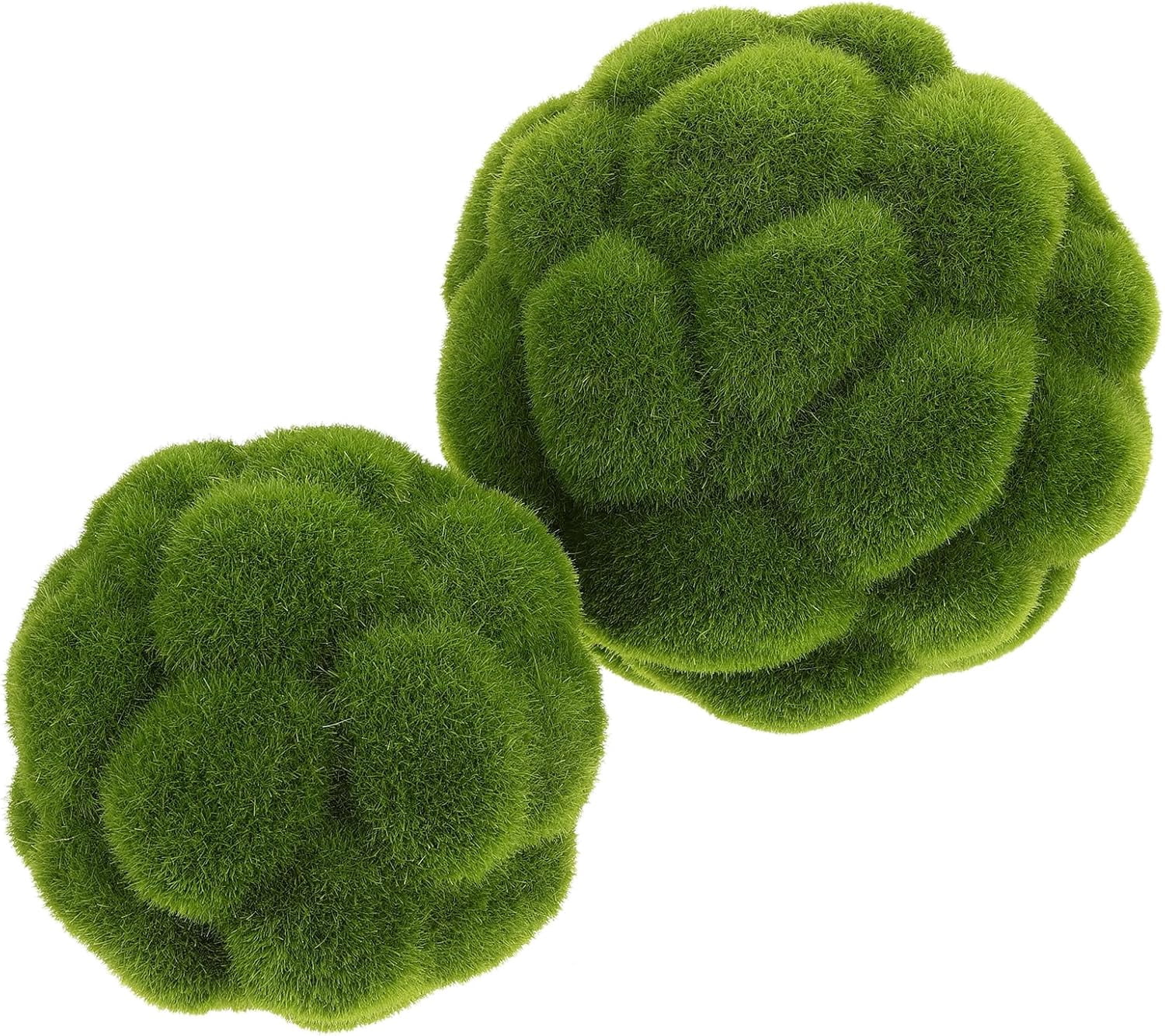 ABPETE Green Moss Balls Decorative Moss for Bowls Fillers Artificial Centerpieces Topiary Balls Large and Small Faux Moss Rocks for Crafts Plants Home Tabletop Spring Party Decor(3.9in/4.7in,2pcs)
