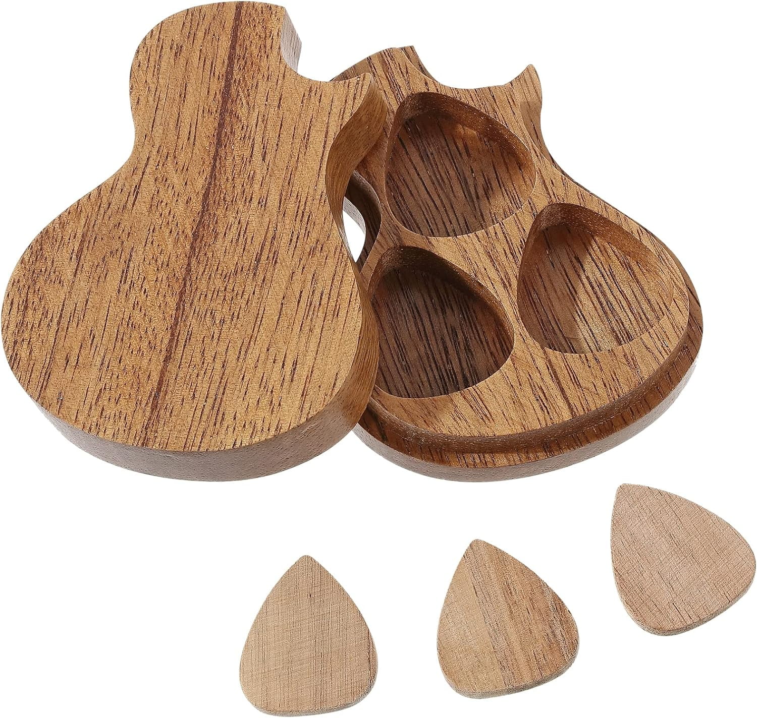 ABPETE Guitar Pick Holder Case with 3 Premium Wooden Picks for Guitar Players, Collectors, and Special Occasions