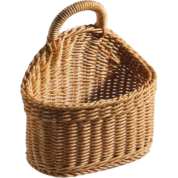 ABPETE Hanging Basket Plastic Woven Wall Basket, Decorative Front Door Baskets for Flowers Plants, Small Wicker Basket for Organizing