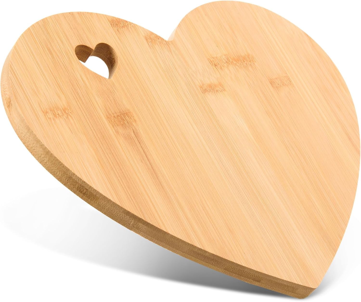 ABPETE Heart Shaped Cutting Board,Valentine's Day Bamboo Charcuterie Board, Bread & Cheese Serving Tray with Heart Hole, Wood Chopping Board for Housewarming & Wedding Gift (12.01x9.45x0.59")