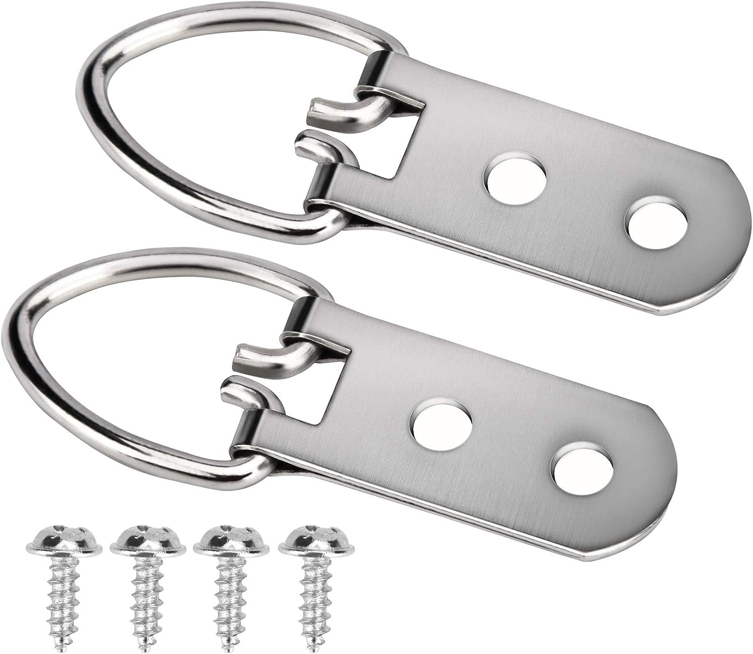 ABPETE Heavy Duty D Ring Picture Hangers with 400 PCS Screws, Double Hole D Hooks for Picture Hanging, Durable D Ring Hangers for Hanging Picture Frames, Mirrors, Picture(200 PCS )