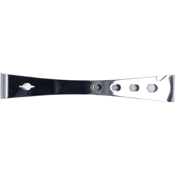 ABPETE Stainless Steel Flat Pry Bar, 10.04 in Multipurpose Scraper and Trim Removal Tool with 6, 8, 10 and 12 mm Metric Wrench Holes for Auto Repair and DIY