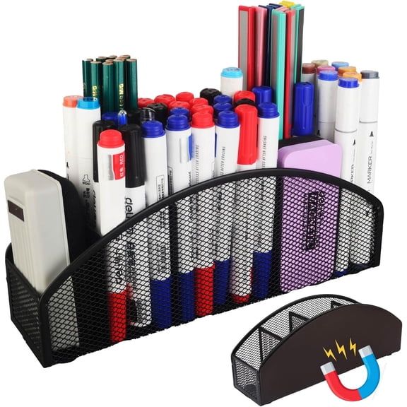 ABPETE Heavy Duty Magnetic Storage Holder,5 Slots Magnetic Marker Storage Rack,10inch Large Magnetic Pen Holder for Whiteboard,Locker,Workshop(1 Pack)