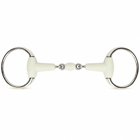 ABPETE Horse Snaffle Bit, 5.1 in Loose Ring Bit with Rubber-Wrapped Stainless Steel Jointed Mouthpiece, 18 mm Thick Training Tack for Riding and Schooling