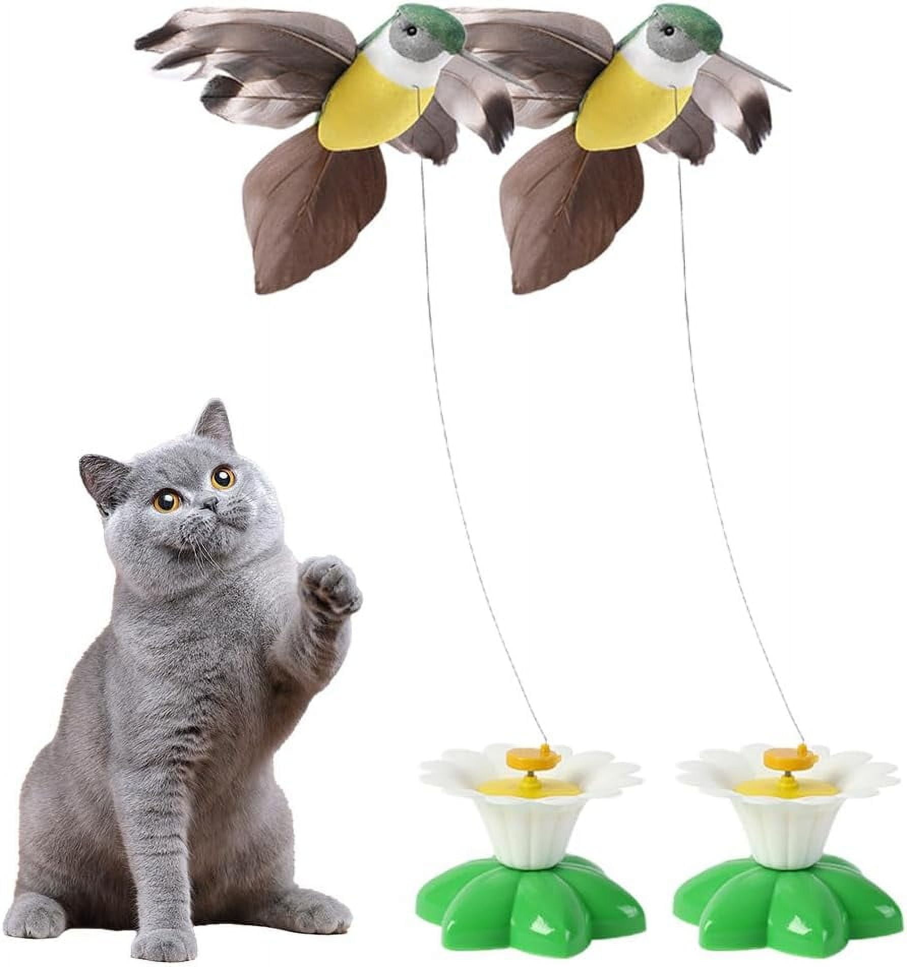 ABPETE Interactive Bird Toy for Cats, 360 Degree Rotatable Electric Flying Birds Cat Toy, Simulation Birds Interactive Toy for Cats Kitten Play Chase (2PCS_Hummingbird)