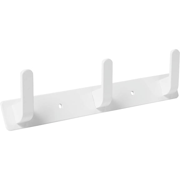ABPETE Island 3 White Wall Mounted Towel Hooks for Bathrooms, Farmhouse Style, Adhesive, Stick on Wall Hook Rack for Hanging Bath Towels