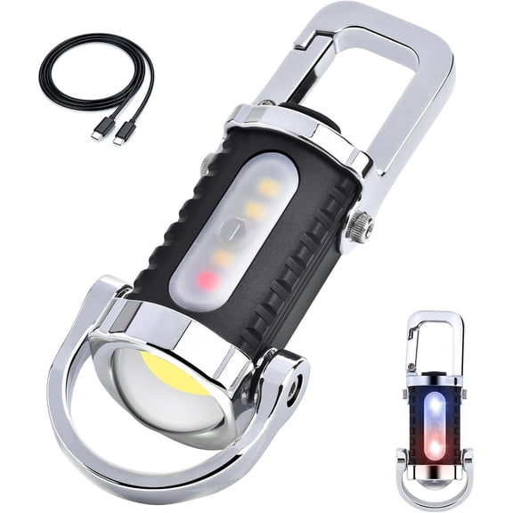 ABPETE Keychain Flashlight (3 in 1), Portable Rechargeable Bright Keychain Flashlight,Keychain Work Light with 7 Light Modes, 1500 Lumens Mini Keychain Lights for Emergencies