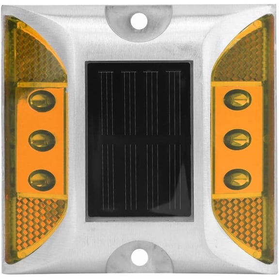 ABPETE LED Road Reflector,Solar Power Ground Marker Lights,Waterproof Outdoor Driveway Road Highway Spike Lamp,Road Ground Light for for Road,Deck,Dock,Driveway,Garden (Yellow)