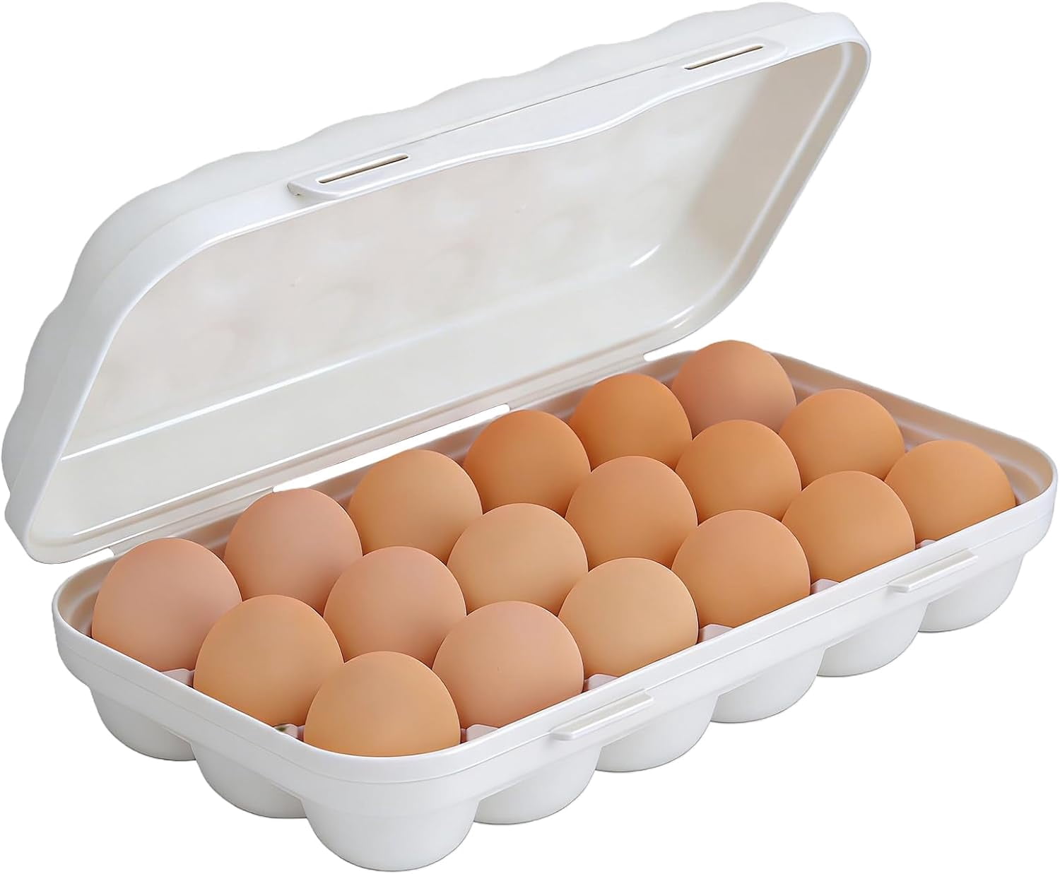 ABPETE Large Capacity Outdoor Egg Holder, Plastic Egg Fresh Carrier Egg Storage Container Organizer Box for Fridge, Stackable Camping Egg Holder for Kitchen Picnic Hiking Travel, 18 Eggs Tray Gray