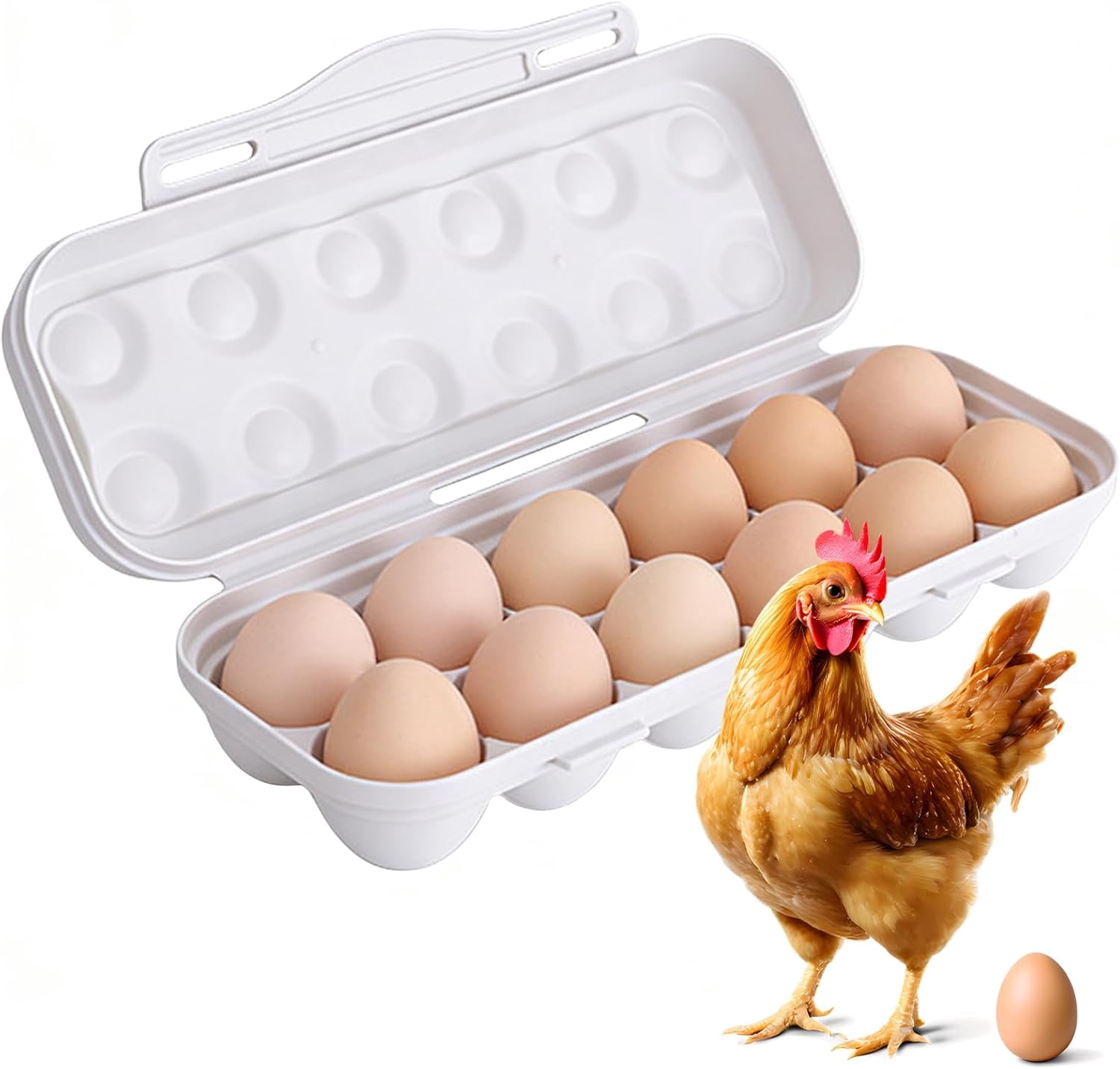 ABPETE Large Capacity Outdoor Egg Holder, Plastic, Gray, 12 Eggs