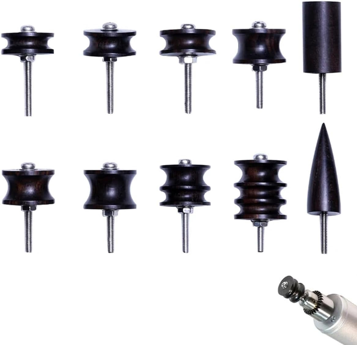 ABPETE Leather Burnisher Bits 10-Pack for Rotary Tools Pointed Tip and Multi Grooved Burnishing Tips Leather Edge Burnisher