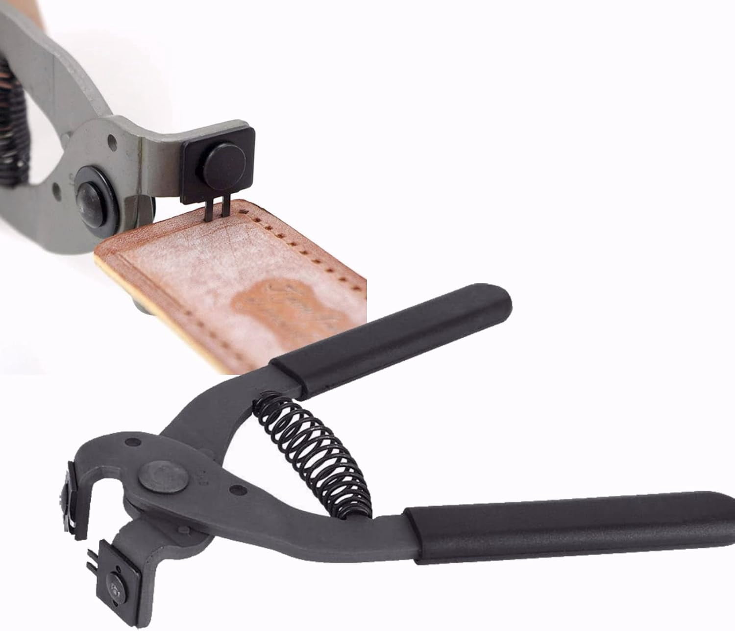 ABPETE Leather Hole Puncher, Leather Silent Pliers Sturdy Carbon Steel Leather Craft Hole Punch Stitching Tools Sewing Chisel for Belts Purses Watch Bands(4mm-2 Teeth)